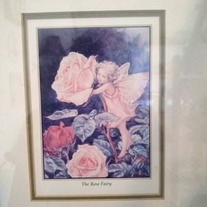 SOLD! Cicely Mary Barker, Vintage Rose Fairy Gold Framed Photo with Glass